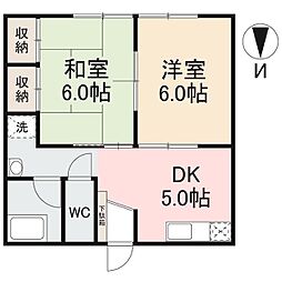 ピースレジデンスA 2DKの間取図画像