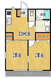 高松琴平電気鉄道長尾線 高田駅 徒歩27分の賃貸アパート 1階2DKの間取り