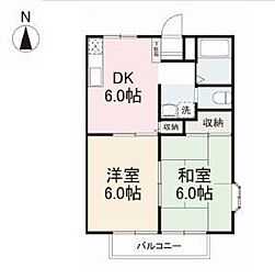 高松琴平電気鉄道長尾線 花園駅 徒歩14分の賃貸アパート 2階2DKの間取り