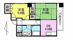 高松琴平電気鉄道琴平線 栗林公園駅 徒歩4分の賃貸マンション 5階2DKの間取り