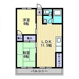 JR高徳線 木太町駅 徒歩8分の賃貸マンション 4階2LDKの間取り