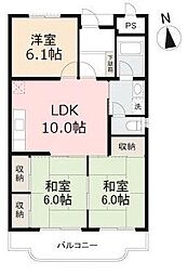 JR高徳線 木太町駅 徒歩10分の賃貸マンション 2階3LDKの間取り
