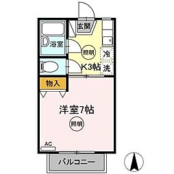 JR高徳線 屋島駅 徒歩7分の賃貸アパート 2階1Kの間取り