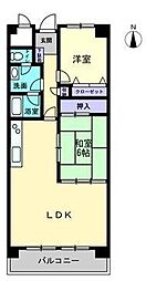 JR予讃線 香西駅 徒歩6分の賃貸マンション 3階2LDKの間取り