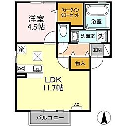 高松琴平電気鉄道志度線 春日川駅 徒歩9分の賃貸アパート 1階1LDKの間取り