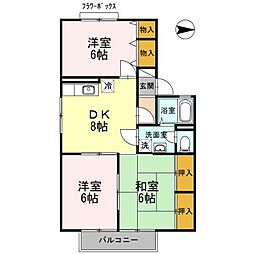 JR予讃線 国分駅 徒歩3分の賃貸アパート 2階3DKの間取り