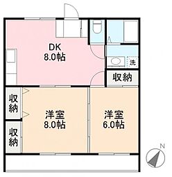 JR高徳線 讃岐牟礼駅 徒歩2分の賃貸マンション 1階2DKの間取り