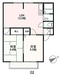 ビバリーヒルズＹ・Ｋ 1階2LDKの間取り