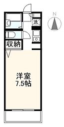 プレシャスタイムレインボー林 1Kの間取図画像