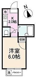 シャンボール峰山 1Kの間取図画像