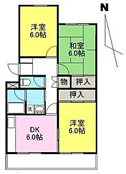 アイランドガーデン松原 2階3DKの間取り