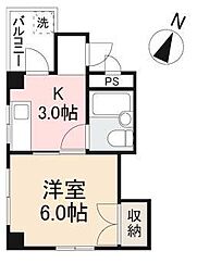 コーポ松岡 1Kの間取図画像
