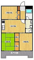 グランドゥール・サンポート 2階3DKの間取り