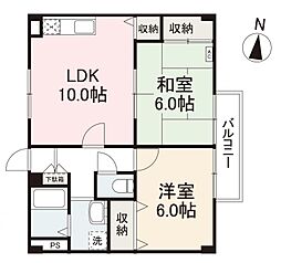 フォブール屋島東 2LDKの間取図画像