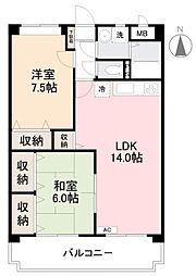 ローザ・クオーレ1 2LDKの間取図画像