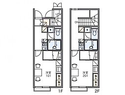 レオパレスソレアード国分寺 1Kの間取図画像