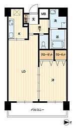 アルファレガロ栗林 9階1LDKの間取り