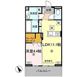 Ｊ．リヴェール高松西宝町　Ｃ棟 1階1LDKの間取り