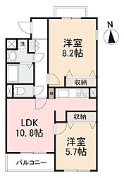サンモール太田 2LDKの間取図画像