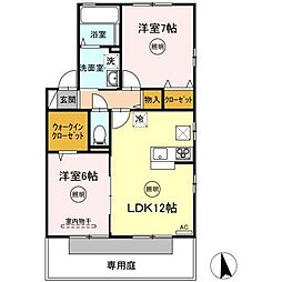 T'sスクエアE 2LDKの間取図画像