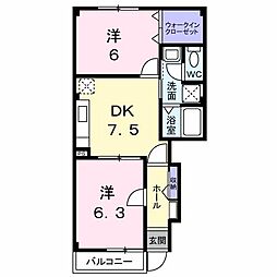 スマイルハウス 1階2DKの間取り