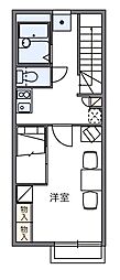 レオパレスボヌール 2階1Kの間取り