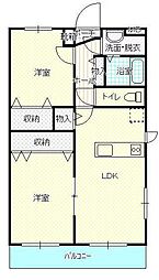 サンライズＳ 2階2LDKの間取り