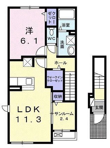 マクール国分寺Ａ 201｜香川県高松市国分寺町国分(賃貸アパート1LDK・2階・50.96㎡)の写真 その2