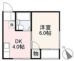 木太ハイツ 1DKの間取図画像