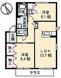 ハイツＭＩＮＯＲＵ　Ａ棟 1階2LDKの間取り