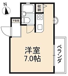 ローズガーデン（本町） 4階ワンルームの間取り