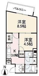 プレステ’98 2階1SKの間取り