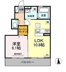 ルピナス 1階1LDKの間取り