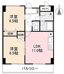 グリーンヒルズ片山 3階2LDKの間取り