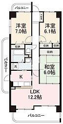 ラルジュ玉藻 3階3LDKの間取り