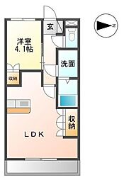 メゾン優 1階1LDKの間取り