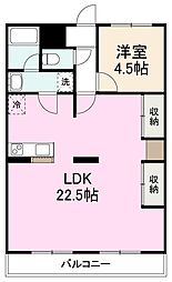 カワイマンション2 1LDKの間取図画像
