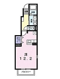 アベンシス5 1階ワンルームの間取り