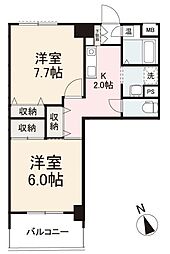 グラシエール木太町 7階2Kの間取り