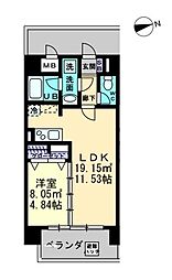 ＢＩＧ・ＢＡＮ瓦町駅東 7階1LDKの間取り