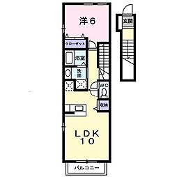 ＳＵＮ　ＳＱＵＡＲＥ新地　Ｂ 2階1LDKの間取り