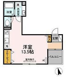 Ｄ-ｒｏｏｍ一富士 3階ワンルームの間取り