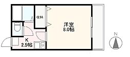 クレイドル森本 1Kの間取図画像