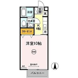 クレスト木太 1階1Kの間取り