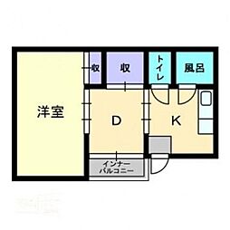 花ノ宮アパート 1DKの間取図画像