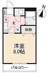 クレイドル橋谷I・II 1階1Kの間取り