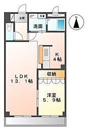 ロイヤルコーポ中川 1LDKの間取図画像