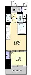 S-RESIDENCE中新町avelis 10階1LDKの間取り