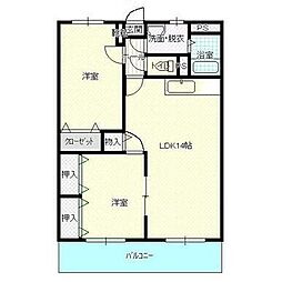 Ｍ．クラルテ 3階2LDKの間取り