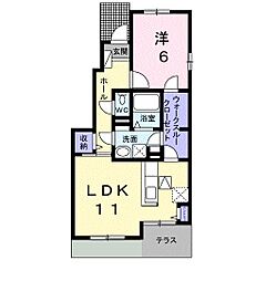 アリストガーデンIV 1階1LDKの間取り